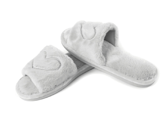 BIANCHERIAWEB Ciabatte Pantofole Invernali In Morbida Ecopelliccia Modello Lovely Con Cuori Colore Grigio,Misura 39-40