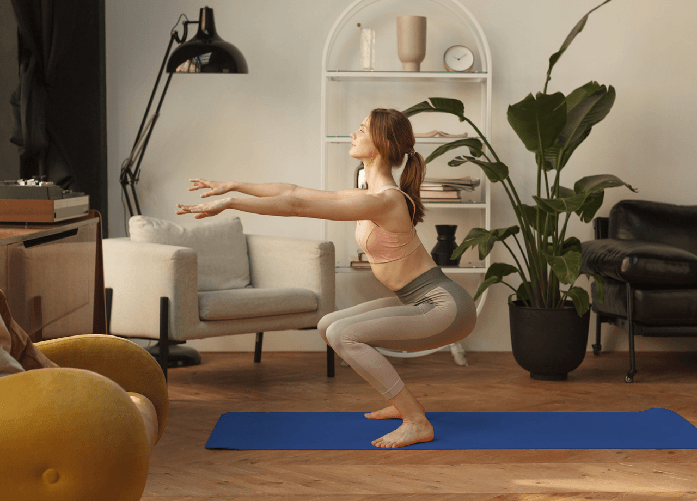 BIANCHERIAWEB Tappetino Fitness Ammortizzante Antiscivolo 4mm Tappeto Sport Yoga Pilates Colore Blu,Misura 61x173