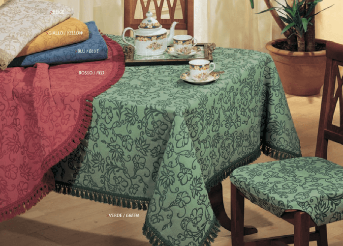 BIANCHERIAWEB Copritavolo Jacquard Disegno Primavera By Suardi Colore Verde,Misura 150x180