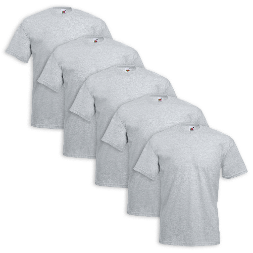 Fruit of The Loom Set 5 T-Shirt Fruit Of The Loom Cotone Modello Valueweight Vari Colori Colore Grigio,Taglia 5XL