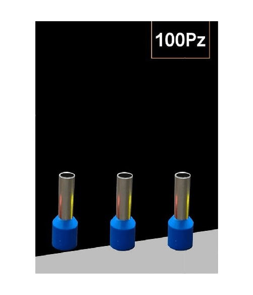 Confezione 100pz Tubetto Capicorda Isolato Per Cavi 1.5mm² Terminale Da 8mm E1508 - Blu