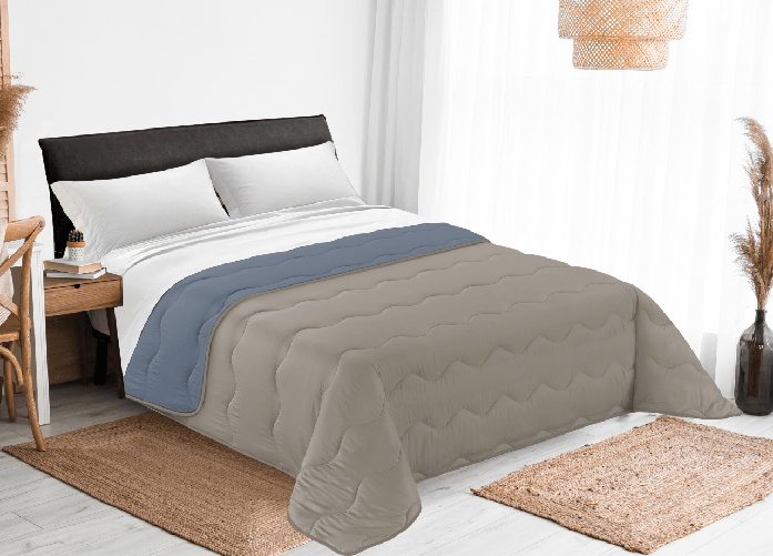 BIANCHERIAWEB Quilt Trapuntino Piumino Estivo 100gr/mq Diadema Bicolor Double Face Colore Tortora-Sugar,Misura Matrimoniale