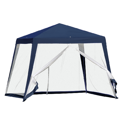 TrAdE Shop Traesio Gazebo Tenda Da Giardino Resistente Removibile 2.5x2.4x3mt Blu Con Zanzariera 222709 -