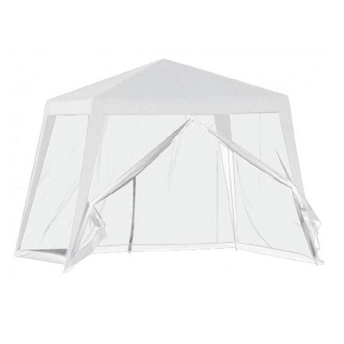 TrAdE Shop Traesio Gazebo Tenda Da Giardino Resistente Removibile 2.5x2.4x3mt Bianco Con Zanzariera 222708 -