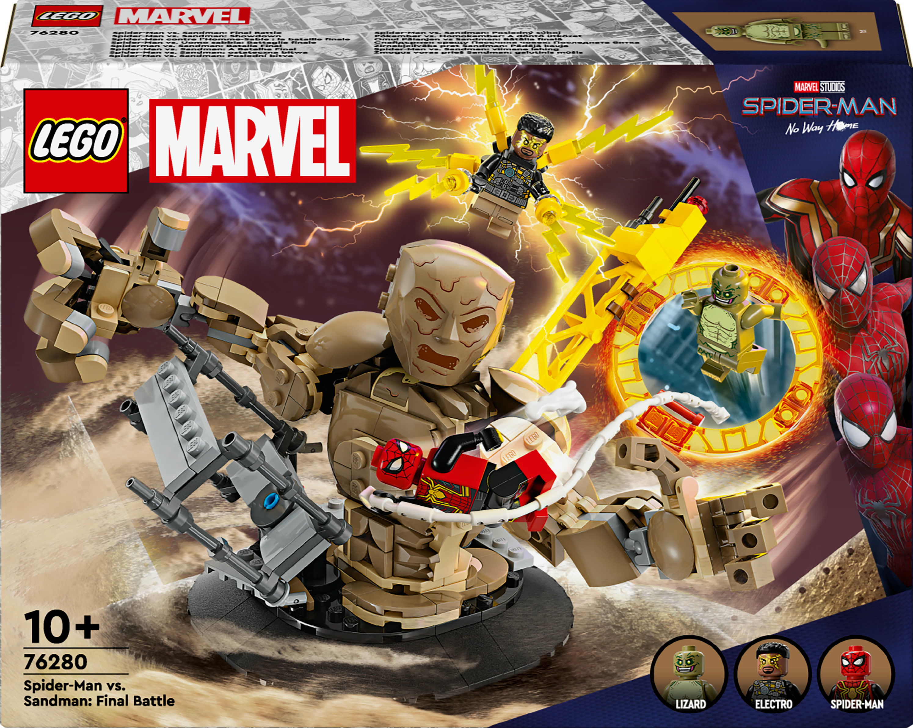 LEGO Marvel 76280 Spider-Man vs. Uomo Sabbia: Battaglia Finale con Minifigure dei Cattivi, Gioco per Bambini 10+