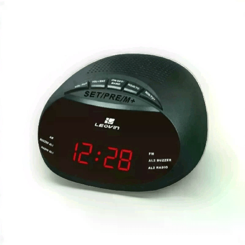 Leovin Radiosveglia Orologio Digitale LED Rosso AM/FM Snooze Timer 24H alimentatore