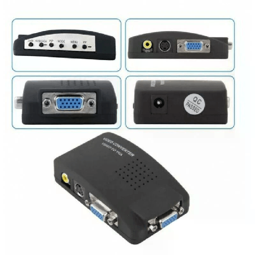 ANDOWLS Adattatore Convertitore AV RCA S-Video a VGA per Monitor HDTV DVD CCTV PC