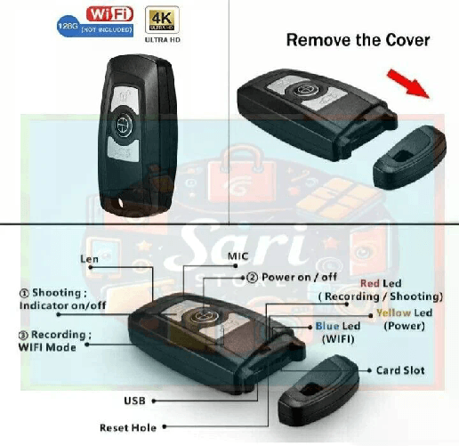 LEOVIN Micro Telecamera spia Chiave Auto WiFi 1080P HD Sorveglianza Auto Casa Mini Cam