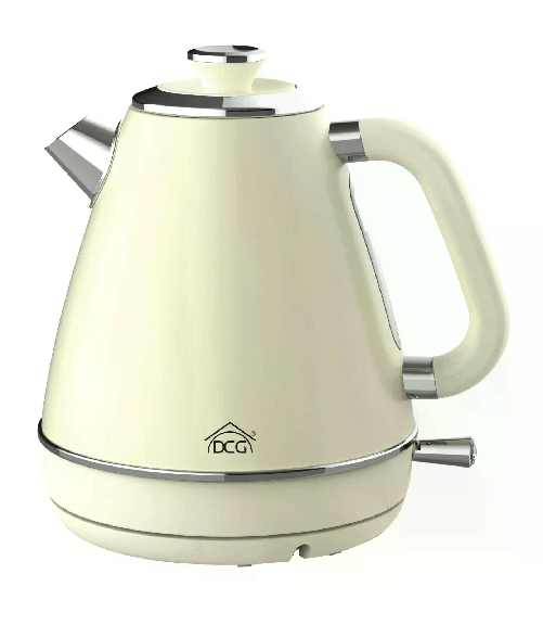 Dcg srl Bollitore Elettrico Vintage in Acciaio Inox 1,7L | Spegnimento Automatico