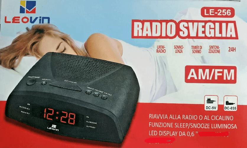 Leovin Radio Sveglia Digitale AM/FM Display LED Luminoso 0.6" Snooze Timer Sonno DC 5V