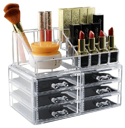 SARIS Organizer per Cosmetici/Gioielli a Strati – Acrilico Trasparente, 6 Cassetti