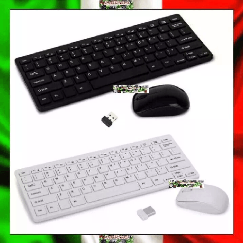 LEOVIN Kit Tastiera e Mouse Wireless 2.4GHz USB PC Laptop Ultra Slim Senza Fili K-03