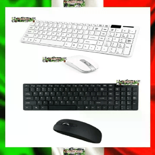 NO BRAND Kit Tastiera Mouse Wireless Mini 2.4 GHz USB per PC Laptop Smart TV Senza Fili