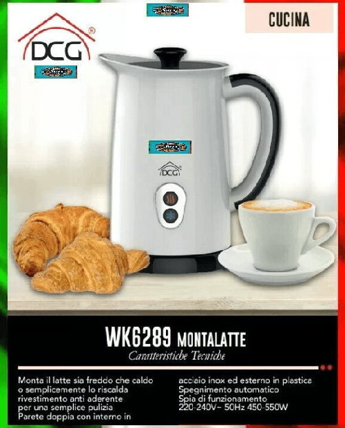 Dcg srl italian company Montalatte Schiumatore Elettrico Acciaio Inox | Cappuccino, Caffelatte, Latte