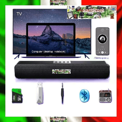 LEOVIN Altoparlante Soundbar Bluetooth 5.0 Home-T – TV, PC, Smartphone – Audio Potente
