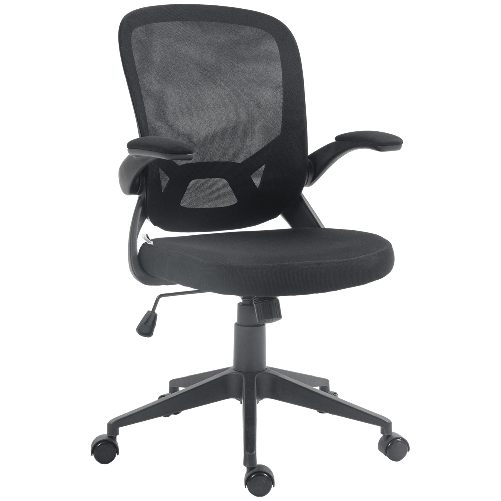 HOMCOM Sedia da Ufficio Ergonomica con Altezza Regolabile, Braccioli Ribaltabili e Tessuto a Rete, Nero
