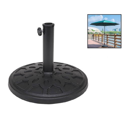 Base Rotonda Per Ombrellone Da Esterno Giardino Palo Centrale ø43xh32cm Nero 016594 -