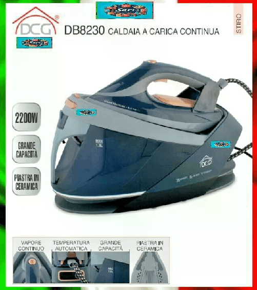 DCG Ferro da Stiro a Caldaia 1.5L Vapore Continuo Piastra Ceramica 2200W Autopulizia