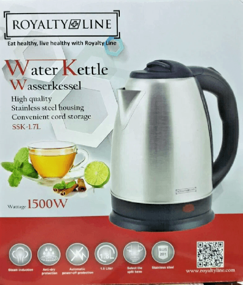 Bollitore Elettrico 1.7L 1500W Acciaio Inox Veloce, Sicuro Spegnimento Automatic