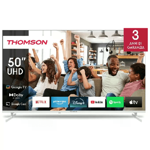 Thomson 50UG4S14W Smart Tv 50 pollici 4K UHD Controllo Vocale Google Assistant Bianco