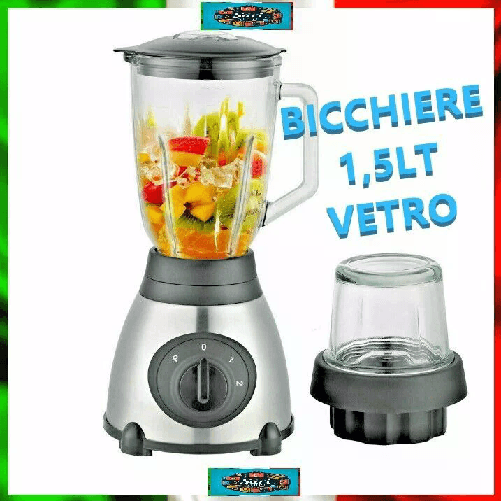 ANDOWL Frullatore 2 in 1 800W con Macinino – Bicchiere in Vetro 1,5L, Lame Inox