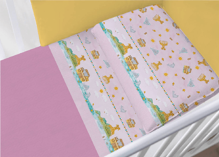 Completo Lenzuola Per Lettino In 100% Cotone Modello 6477