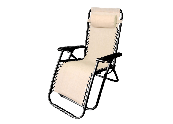BIANCHERIAWEB Sedia Camping Spiaggia Pieghevole Reclinabile Con Poggiatesta Mod. Salvador Colore Beige,Misura Salvador