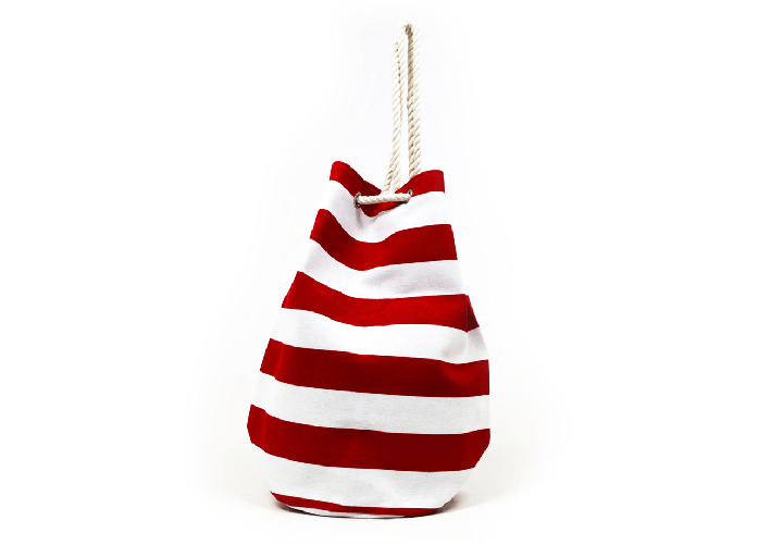BIANCHERIAWEB Sacca Mare Zaino Borsone Grande Spiaggia Piscina Beach Stripe A Righe Colore Rosso,Misura Sacca