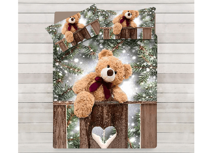 BIANCHERIAWEB Parure Copripiumino Coppia Federe Letto 100% Cotone Sogni D'oro Disegno Teddy Bear Colore Teddy Bear,Misura Singolo