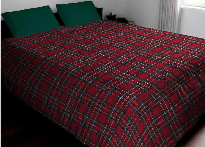 Trapunta Piumone Invernale 300gr Cotone Made Italy Disegno Scozzese Kilt Rosso