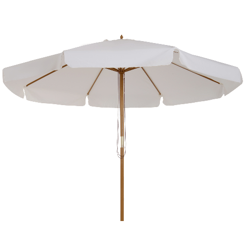 Outsunny Ombrellone da Giardino con Doppio Tettuccio, in Legno di Bambù e Poliestere, Ø325x250 cm, Crema