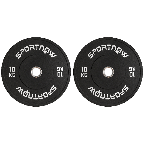 SPORTNOW Set 2 Dischi Pesi da 10kg in Gomma con Foro da 2"/5 cm per Manubri e Bilancieri, Nero