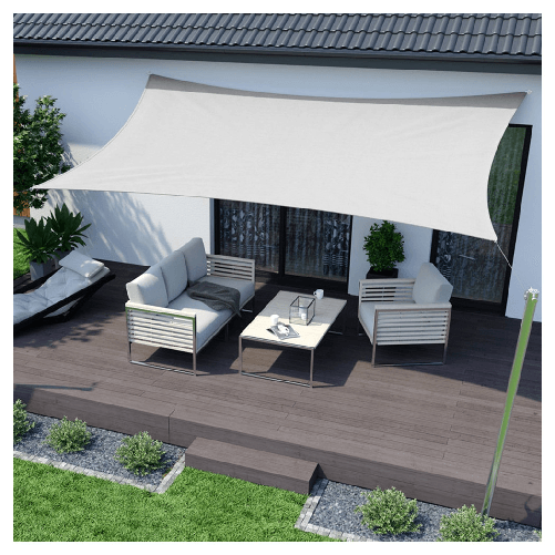TrAdE Shop Traesio Vela Tenda Rettangolare Parasole Protezione Sole Ombra Giardino 2x3mt Bianca 017034 -