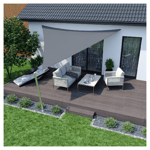 TrAdE Shop Traesio Vela Tenda Triangolare Parasole Protezione Sole Ombra Giardino 3.6x3.6x3.6mt Grigio 222569 -