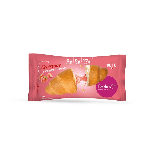FEELING OK Cornetto Proteico Keto ripieno di Crema alla Fragola 65gr
