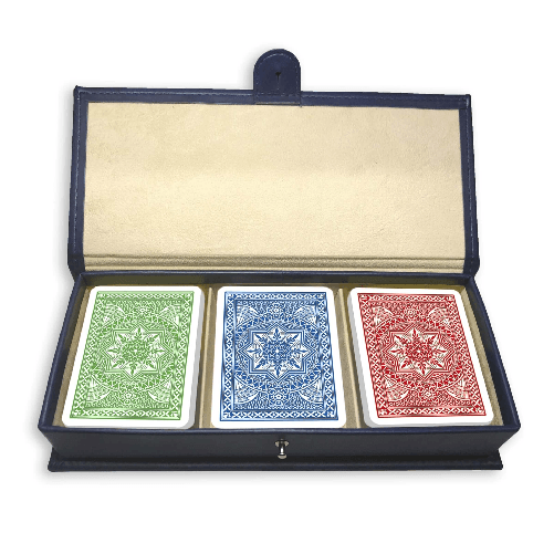 Modiano CARTE MODIANO ASTUCCIO IN SIMILPELLE BLU BURRACO 3 MAZZI