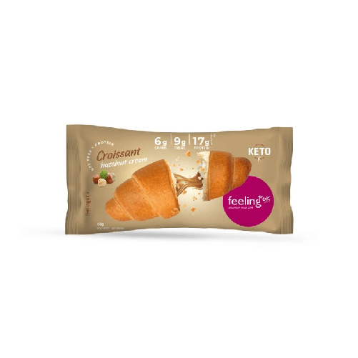 FEELING OK Cornetto Proteico Keto ripieno con Crema di Nocciola 65gr