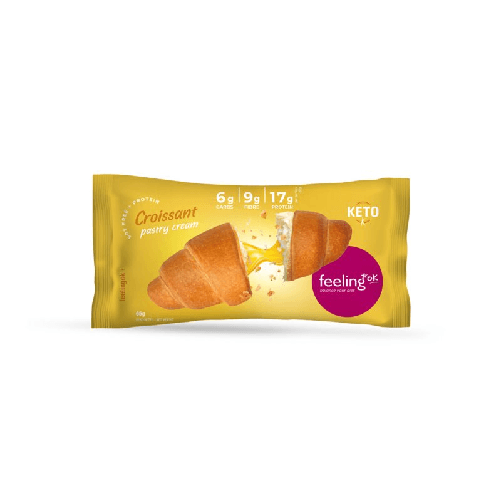 FEELING OK Cornetto Proteico Keto ripieno di Crema Pasticcera 65gr