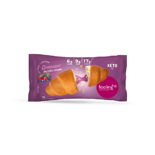 FEELING OK Cornetto Proteico Keto ripieno di Crema ai Frutti di Bosco 65gr