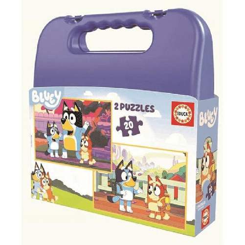 Bluey Set di 2 Puzzle Bluey Valigetta 20 Pezzi