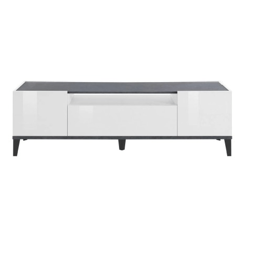 TopQuality Furniture Mobile Porta TV Bianco Laccato Ardesia 160 cm Madia Bassa per Soggiorno