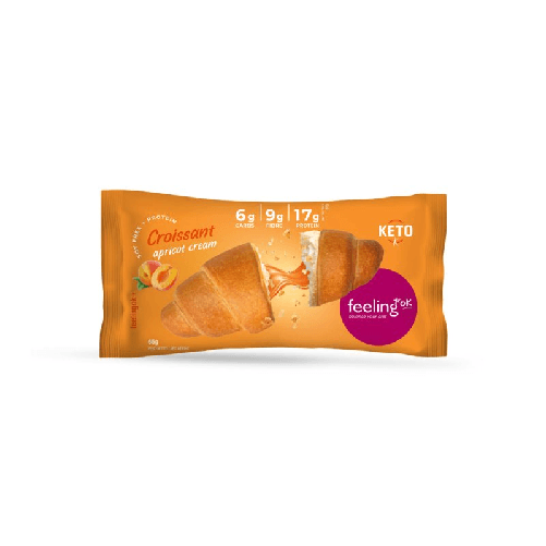 FEELING OK Cornetto Proteico Keto ripieno con Crema di Albicocca 65gr