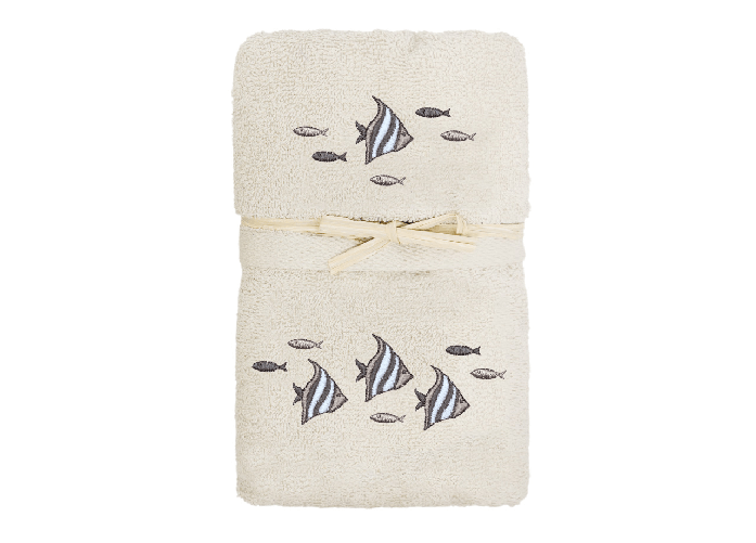 Set Asciugamano Copiola Salvietta Bagno In Spugna 100% Cotone Polinesia