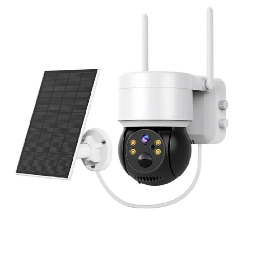 Tech-It Telecamera con Batteria Solare Pannello separato 360 Esterno PTZ Wi-Fi Esterno Senza Fili