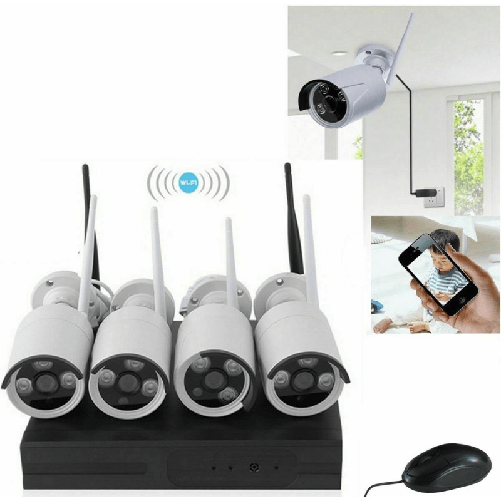 ZENCOCCO KIT Videosorveglianza WIFI DVR NVR 4 Canali 4 Telecamere Wireless