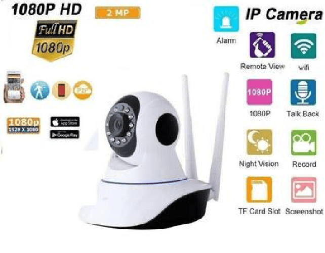 2 pz. TELECAMERA IP CAM HD 1080P CAMERA WIRELESS LED 2 ANTENNE 2MP MEGAPIXEL