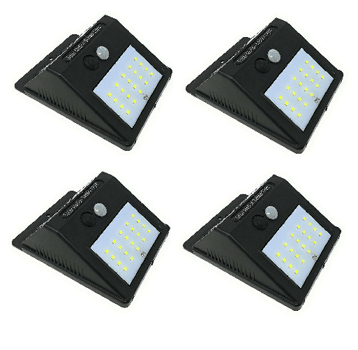 SHOPPING IN RETE 4 X FARETTO DA ESTERNO 20 LED CON SENSORE CREPUSCOLARE E PANNELLO SOLARE FACILE