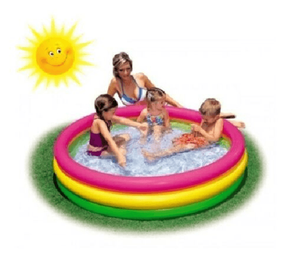 SHOPPING IN RETE PISCINA GONFIABILE 24'' PER BAMBINI 3 ANELLI COLORATI MARE GIARDINO BAMBINI