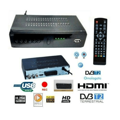 SHOPPING IN RETE DECODER 999 RICEVITORE DIGITALE TERRESTRE DVB-T2 TV USB SCART HDMI TELECOMANDO