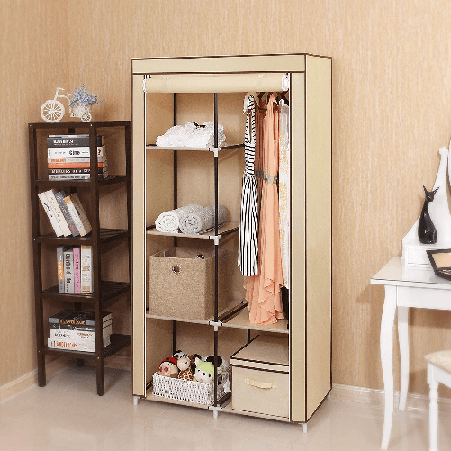 SHOPPING IN RETE Armadio Cabina Guardaroba Appendiabiti Richiudibile in Acciaio Tessuto 88 × 45 × 170 cm